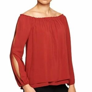 Sanctuary Chantel Tiered Top Blouse Red Orange S